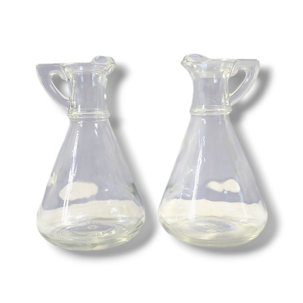 Vintage Everlast Clear Glass Oil and Vinegar Cruet No Toppers Set of‎ 2